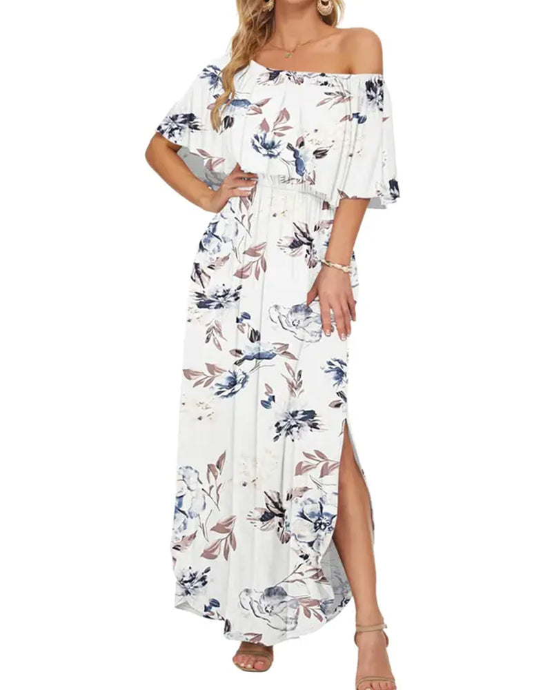 Robe maxi à imprimé floral aquarelle - Blanc