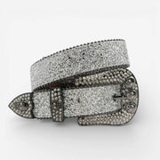 Ceinture à strass crâne audacieuse en simili cuir