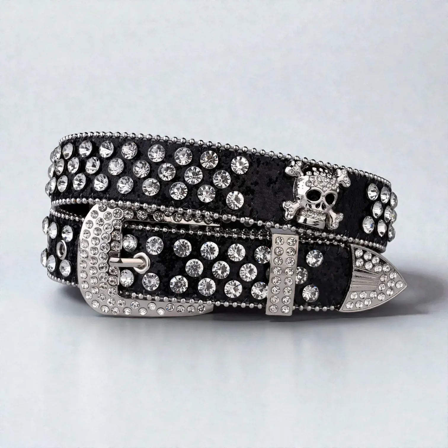 Ceinture à strass femme rock avec boucle ardillon