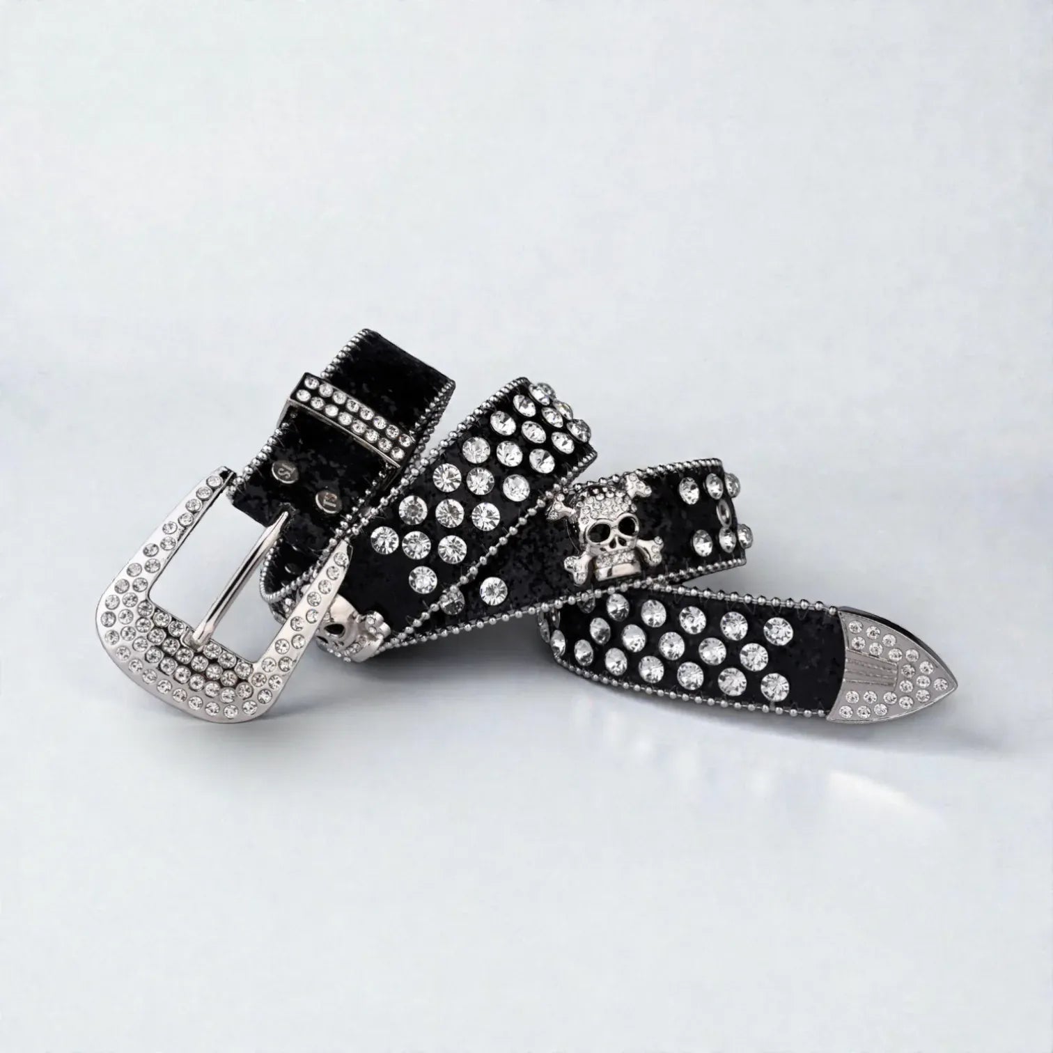 Ceinture à strass femme rock avec boucle ardillon