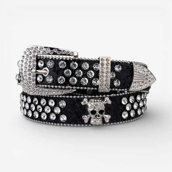 Ceinture à strass femme rock avec boucle ardillon