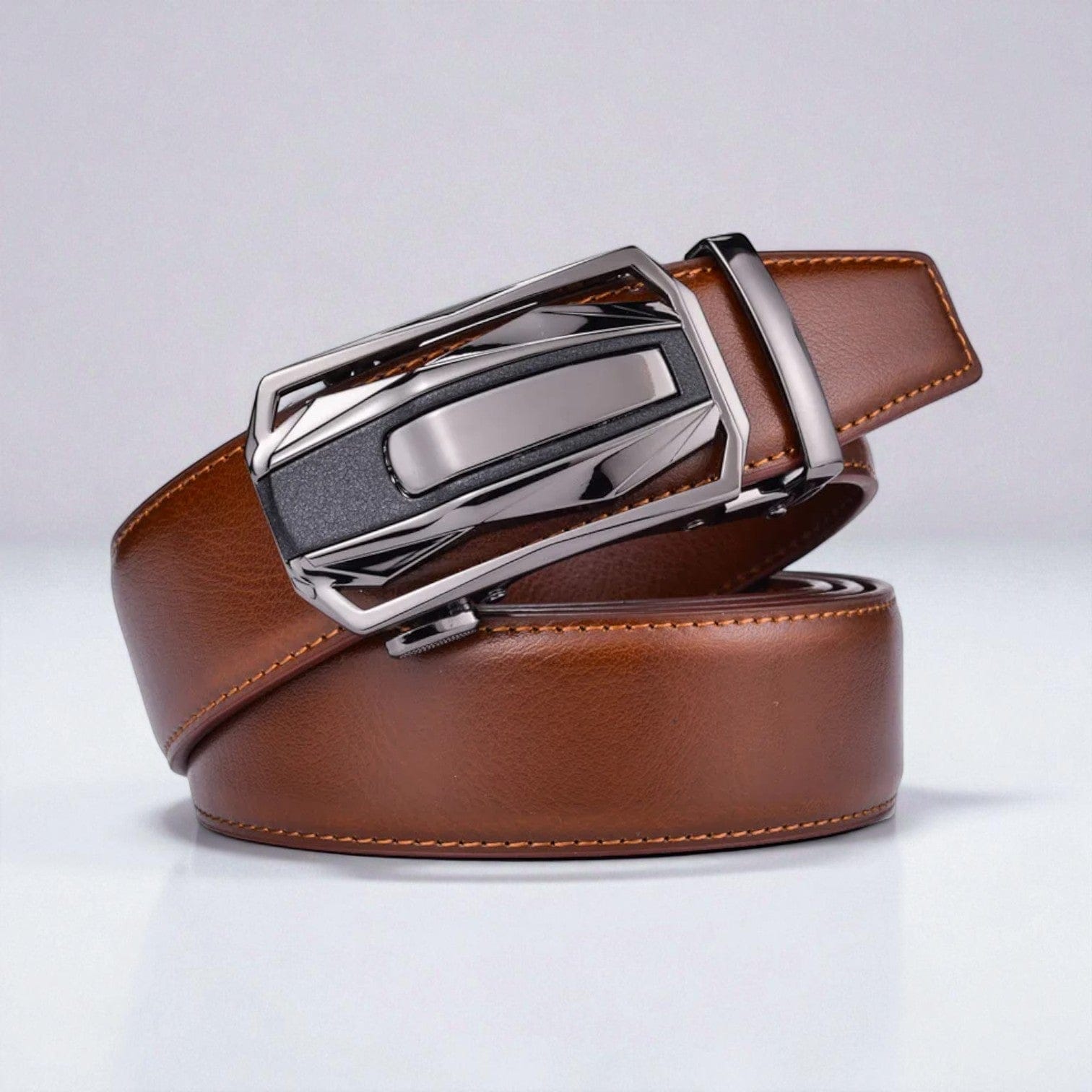 Ceinture automatique pour homme avec boucle a cliquet finition chromée