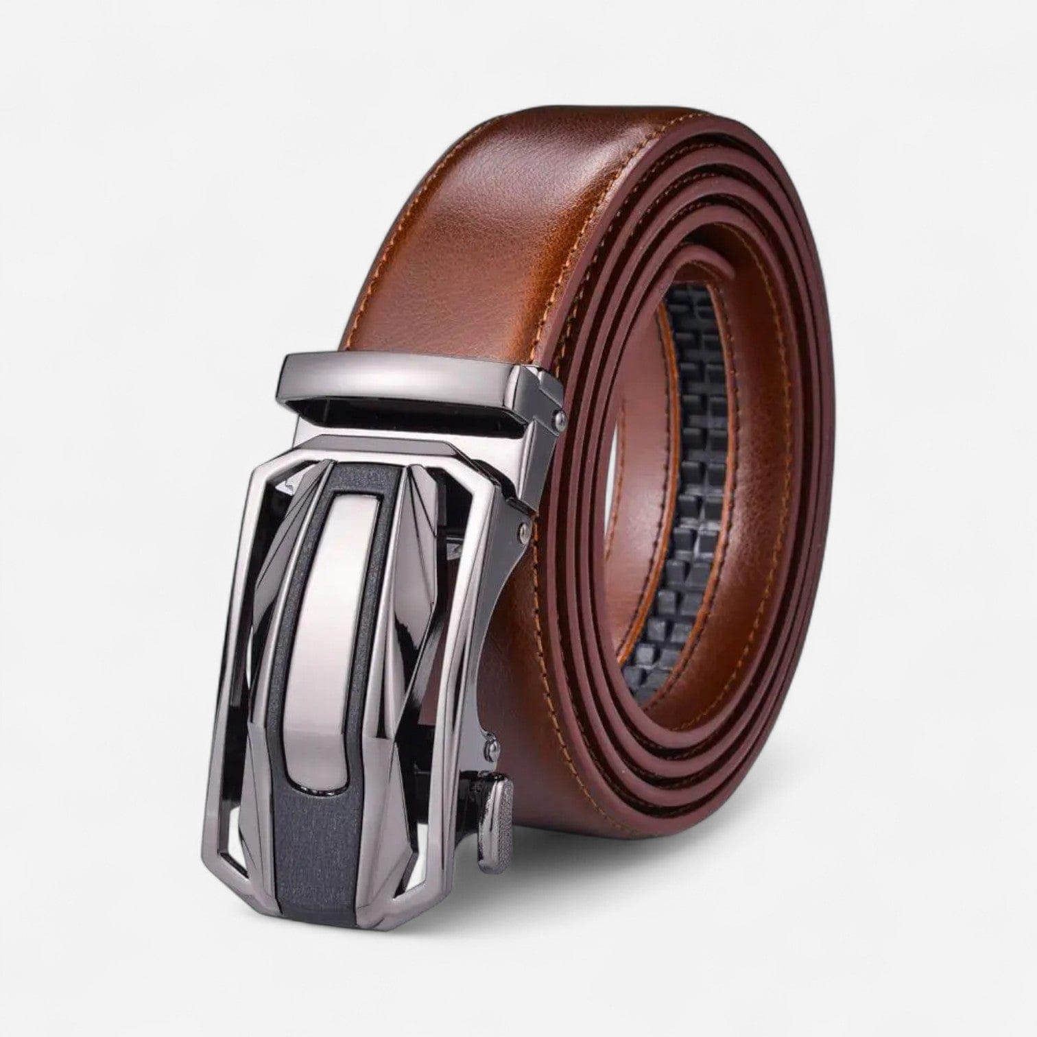 Ceinture automatique pour homme avec boucle a cliquet finition chromée