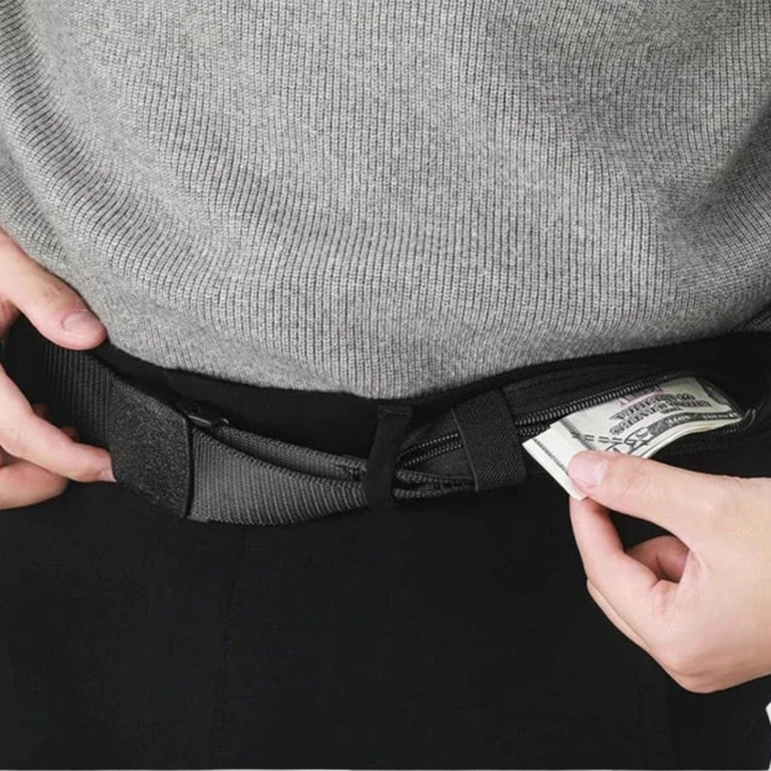 Ceinture automatique en canvas avec rangement sécurisé
