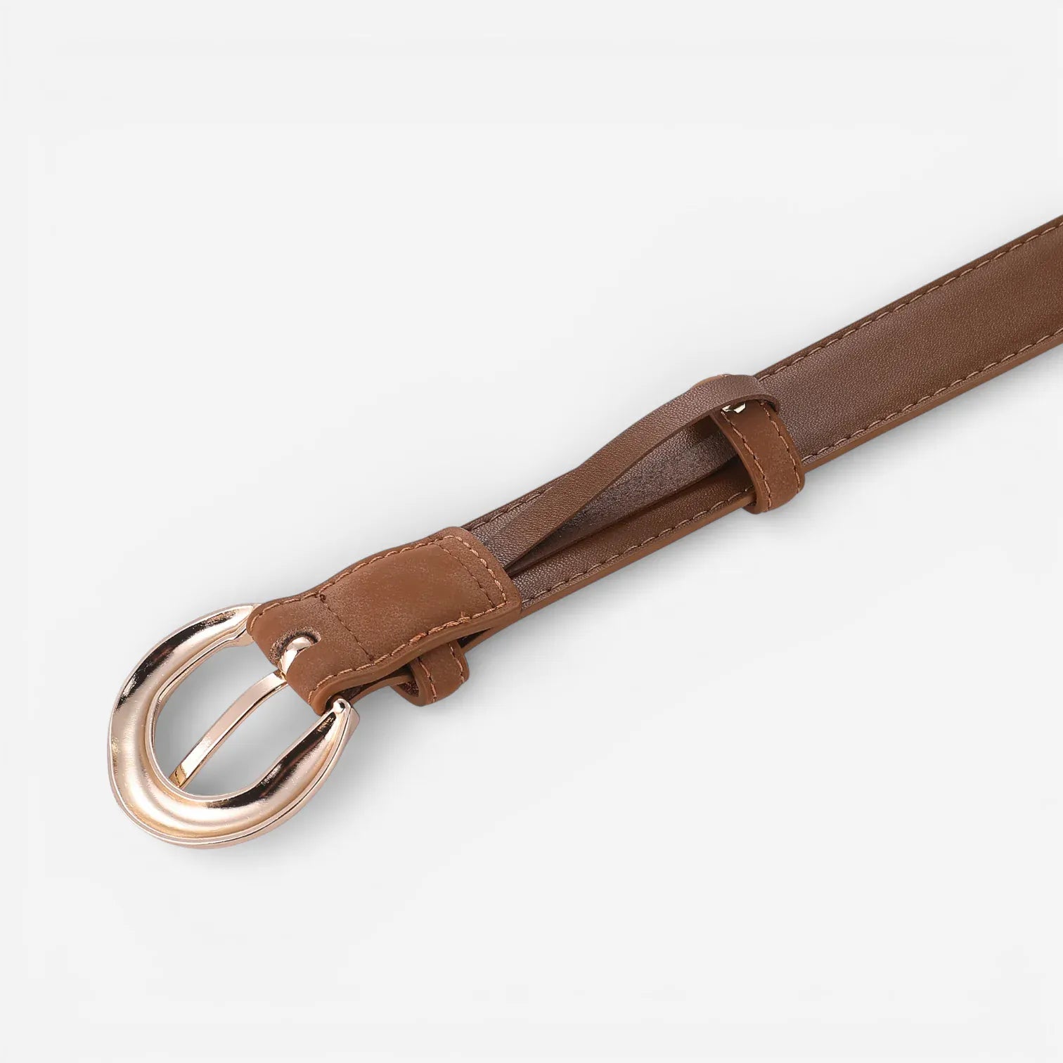 Ceinture fine femme avec boucle arrondie dorée