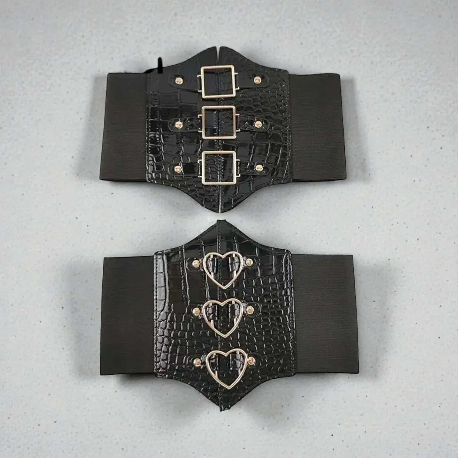 Ceinture corset femme large avec boucles argentées
