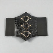 Ceinture corset femme large avec boucles argentées