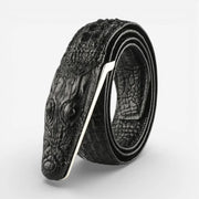 Ceinture crocodile homme en cuir avec boucle en relief