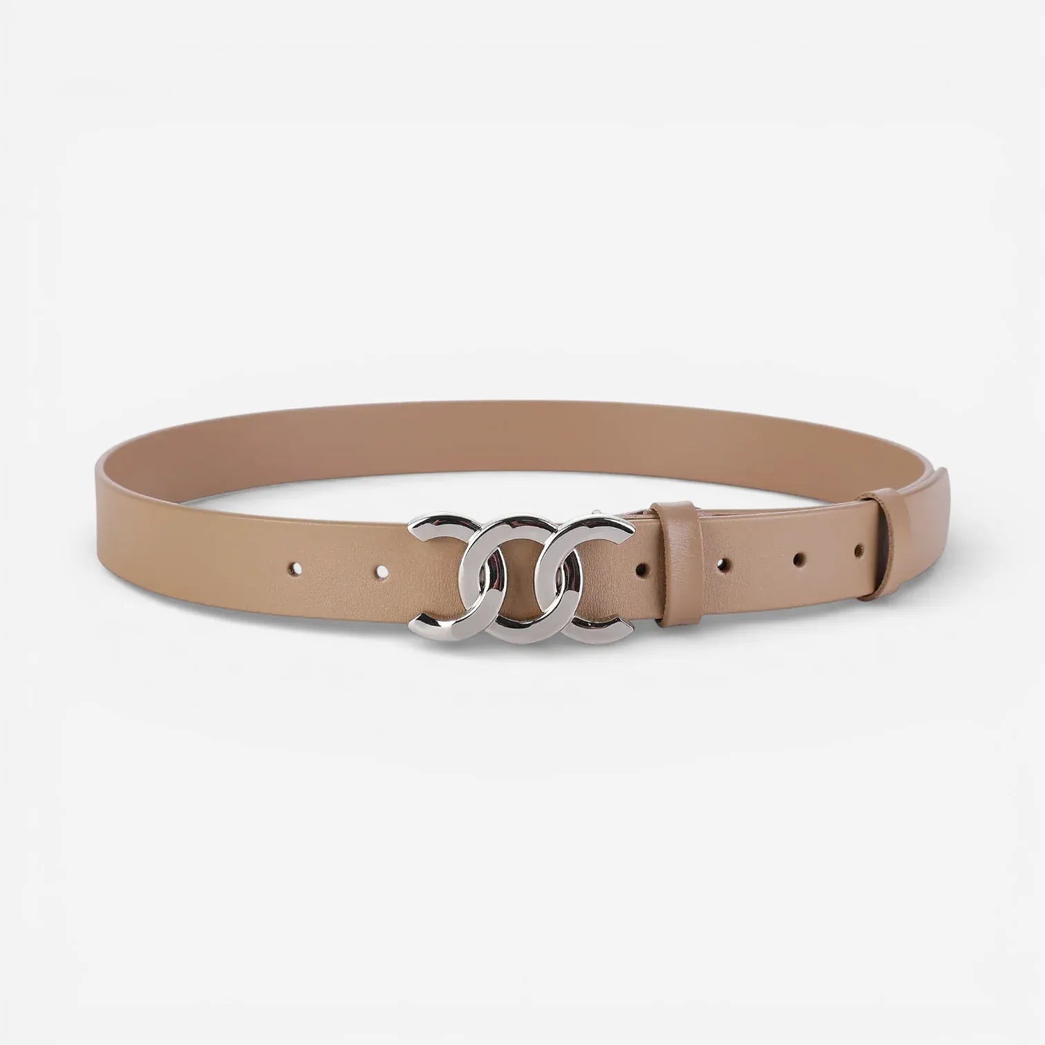 Ceinture pour femme en cuir avec boucle décorative triple anneau