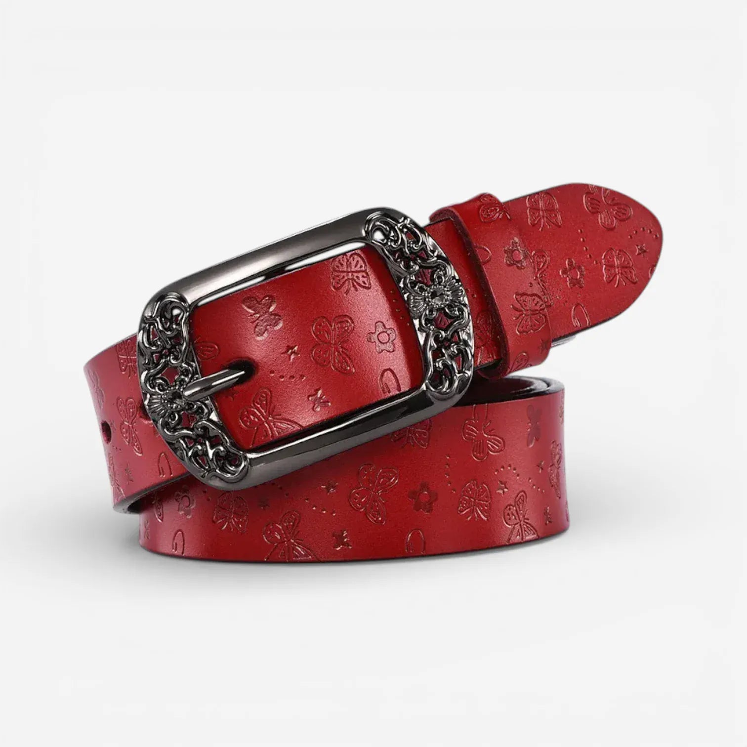 Ceinture rétro femme cuir embossé