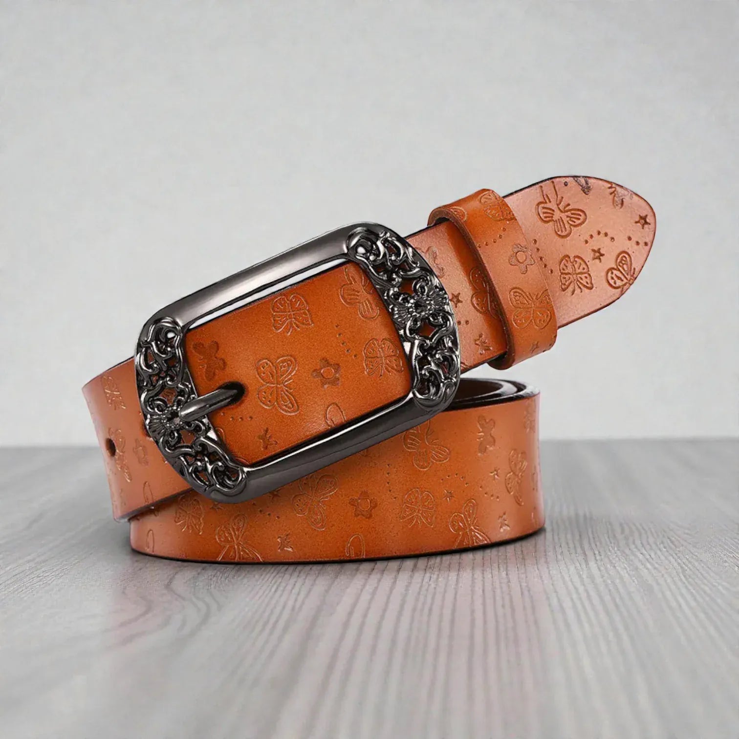 Ceinture rétro femme cuir embossé