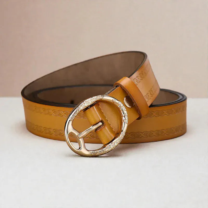 Ceinture pour femme en cuir avec détails dorés