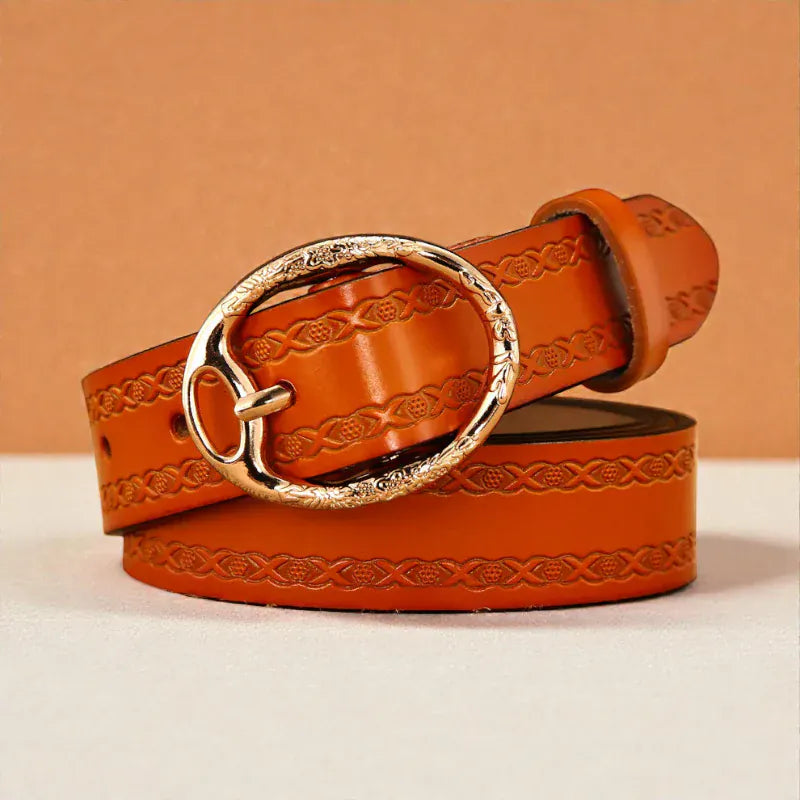 Ceinture pour femme en cuir avec détails dorés