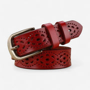 Ceinture pour femme en cuir ajouré avec motifs floral
