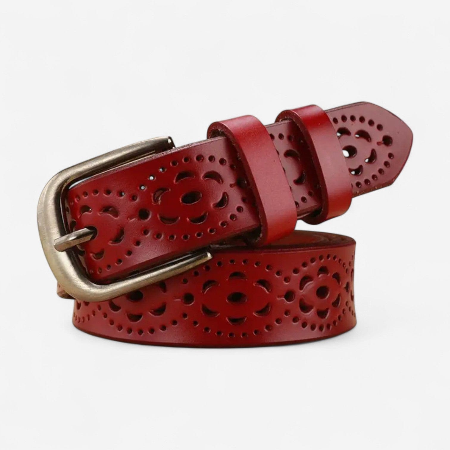 Ceinture pour femme en cuir ajouré avec motifs floral