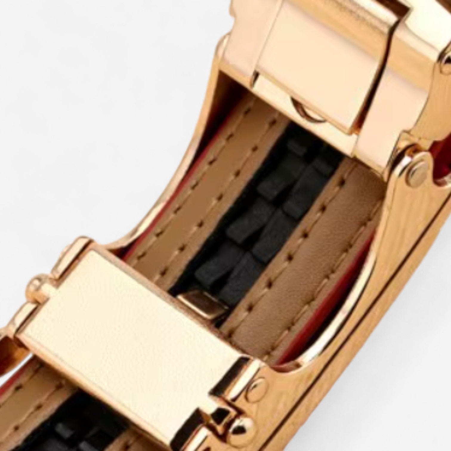 Ceinture pour femme en cuir automatique avec boucle décorative dorée ou argentée