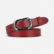 Ceinture pour femme en cuir avec boucle ovale en métal poli