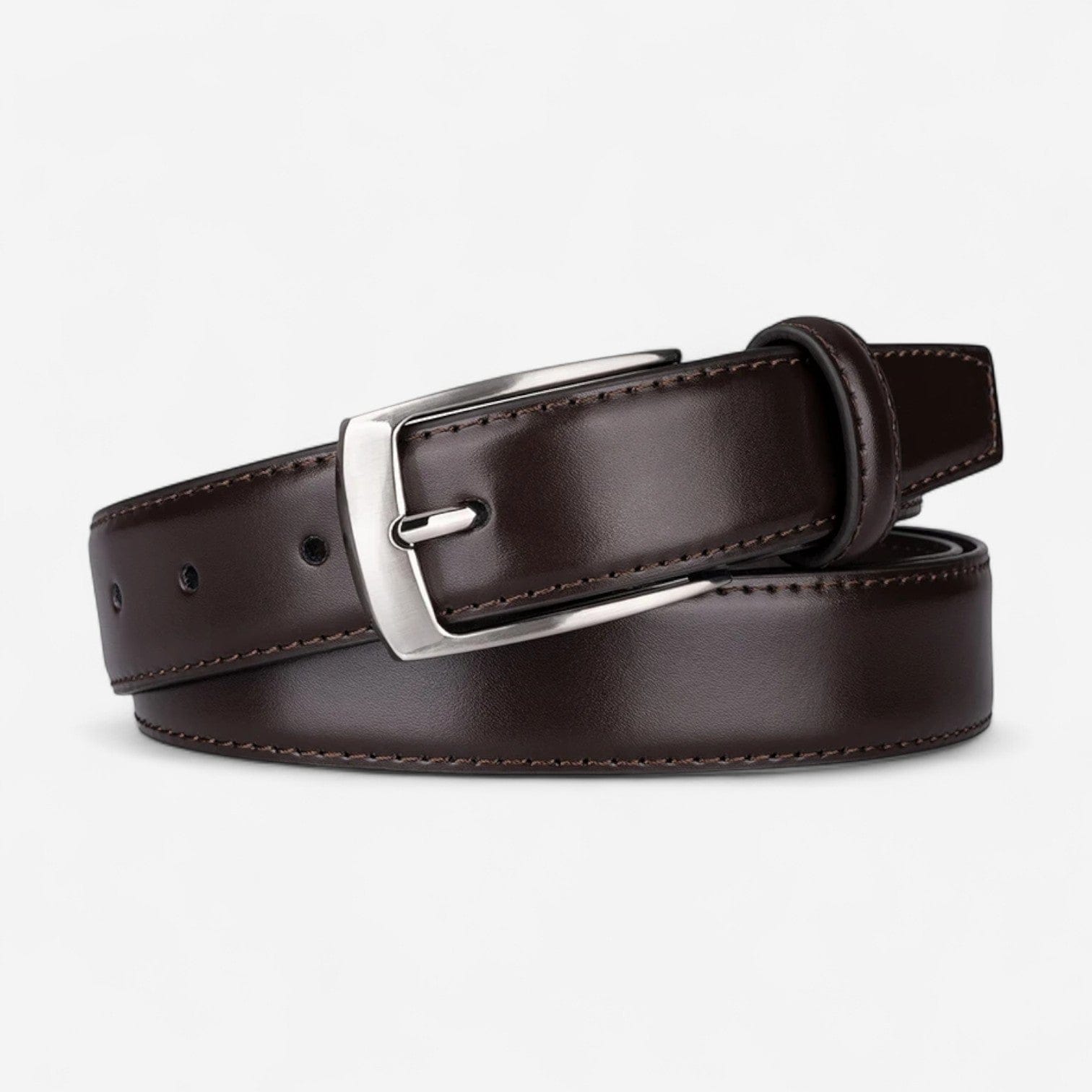 Ceinture pour homme en cuir avec finition lisse et boucle argentée