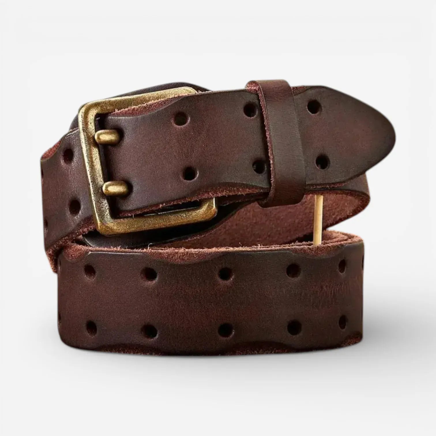 Ceinture cuir pleine fleur homme avec boucle double ardillon