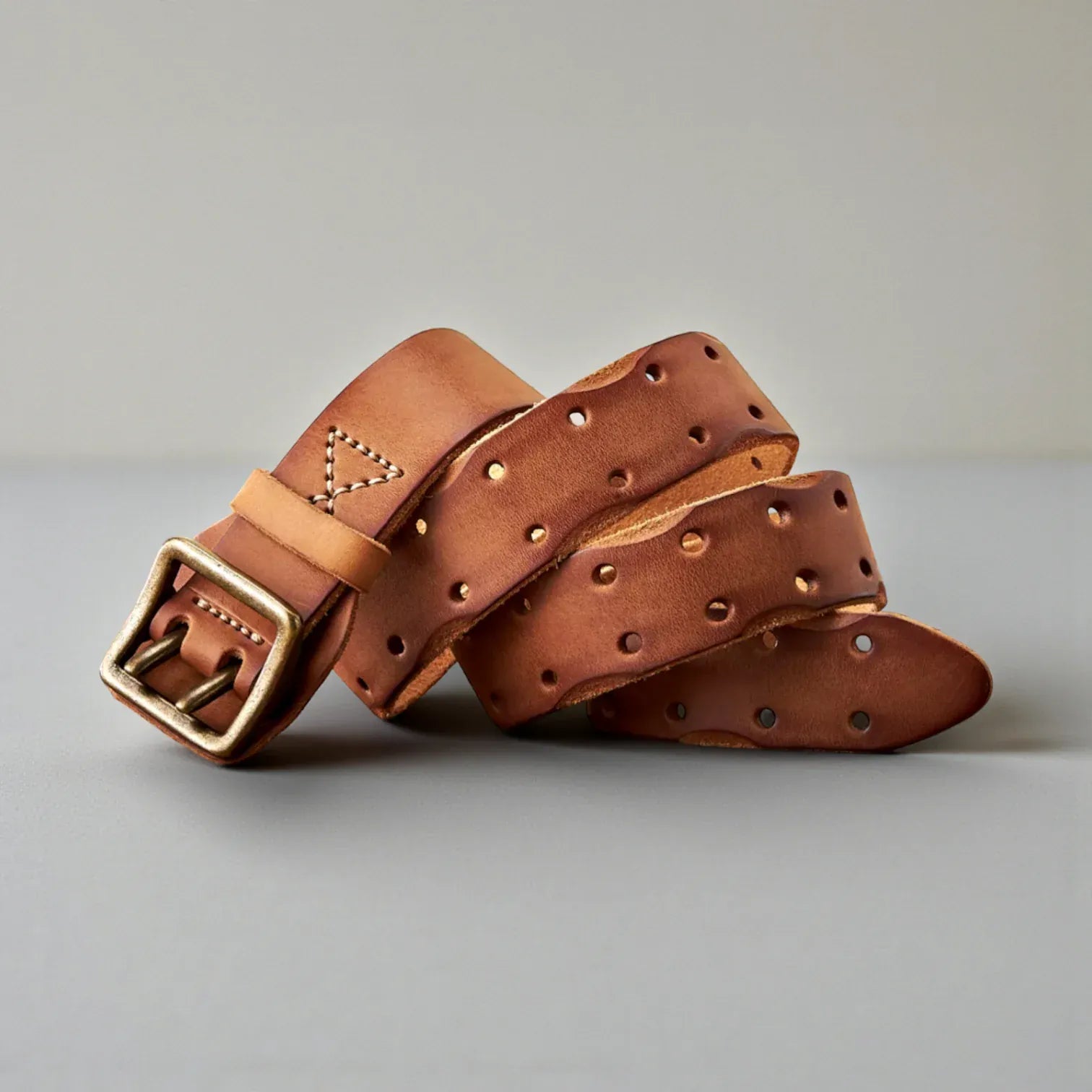 Ceinture cuir pleine fleur homme avec boucle double ardillon