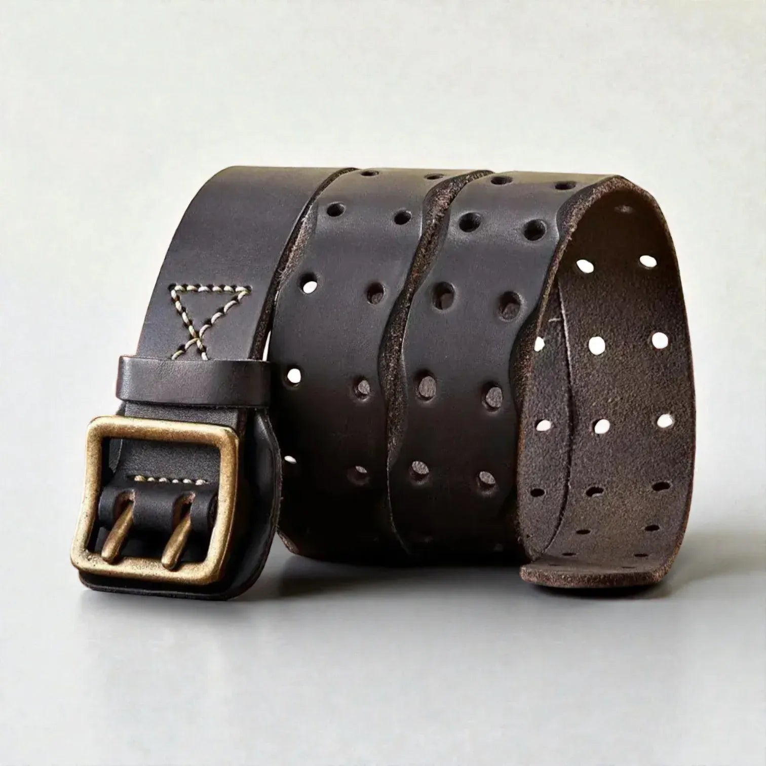 Ceinture cuir pleine fleur homme avec boucle double ardillon
