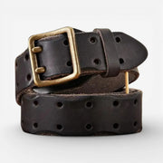Ceinture cuir pleine fleur homme avec boucle double ardillon