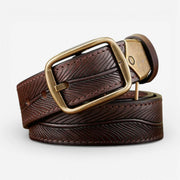 Ceinture cuir pleine fleur homme avec détails texturés