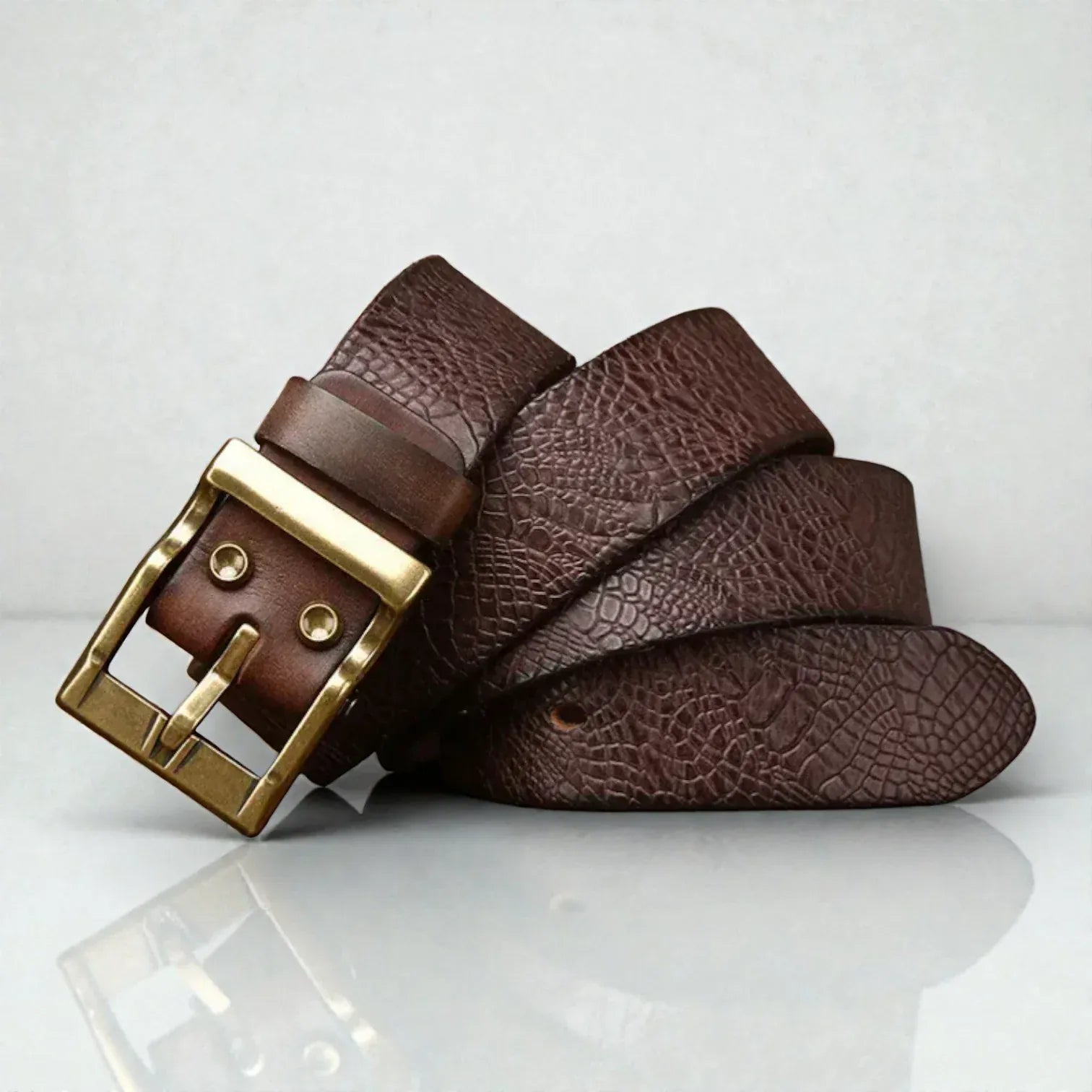 Ceinture pour homme en cuir avec motif animal embossé unique