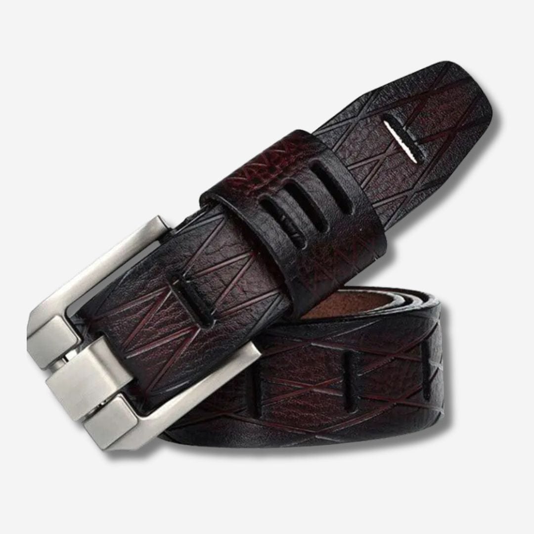 Ceinture pour homme en cuir effet marbré et boucle rectangulaire design