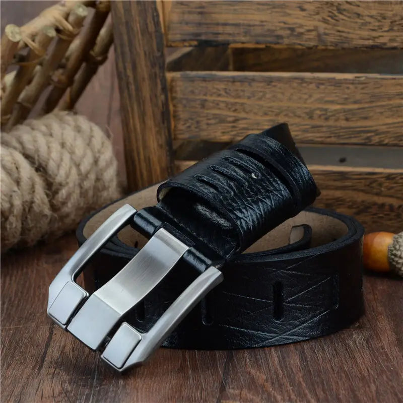 Ceinture pour homme en cuir effet marbré et boucle rectangulaire design