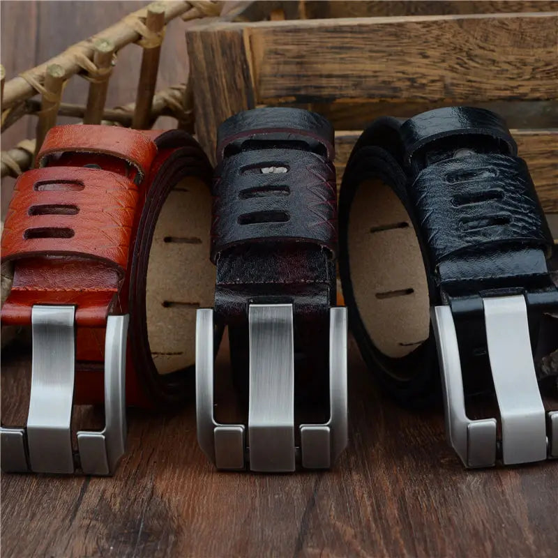 Ceinture pour homme en cuir effet marbré et boucle rectangulaire design