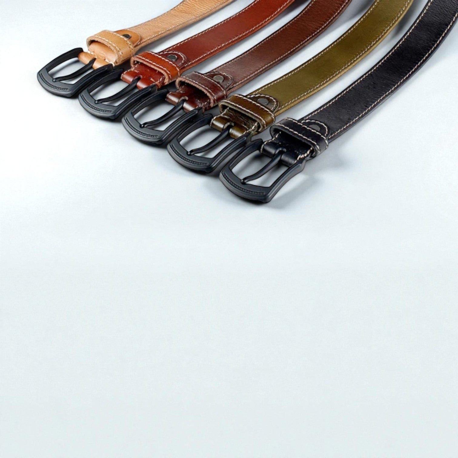 Ceinture pour homme en cuir robuste avec coutures contrastées