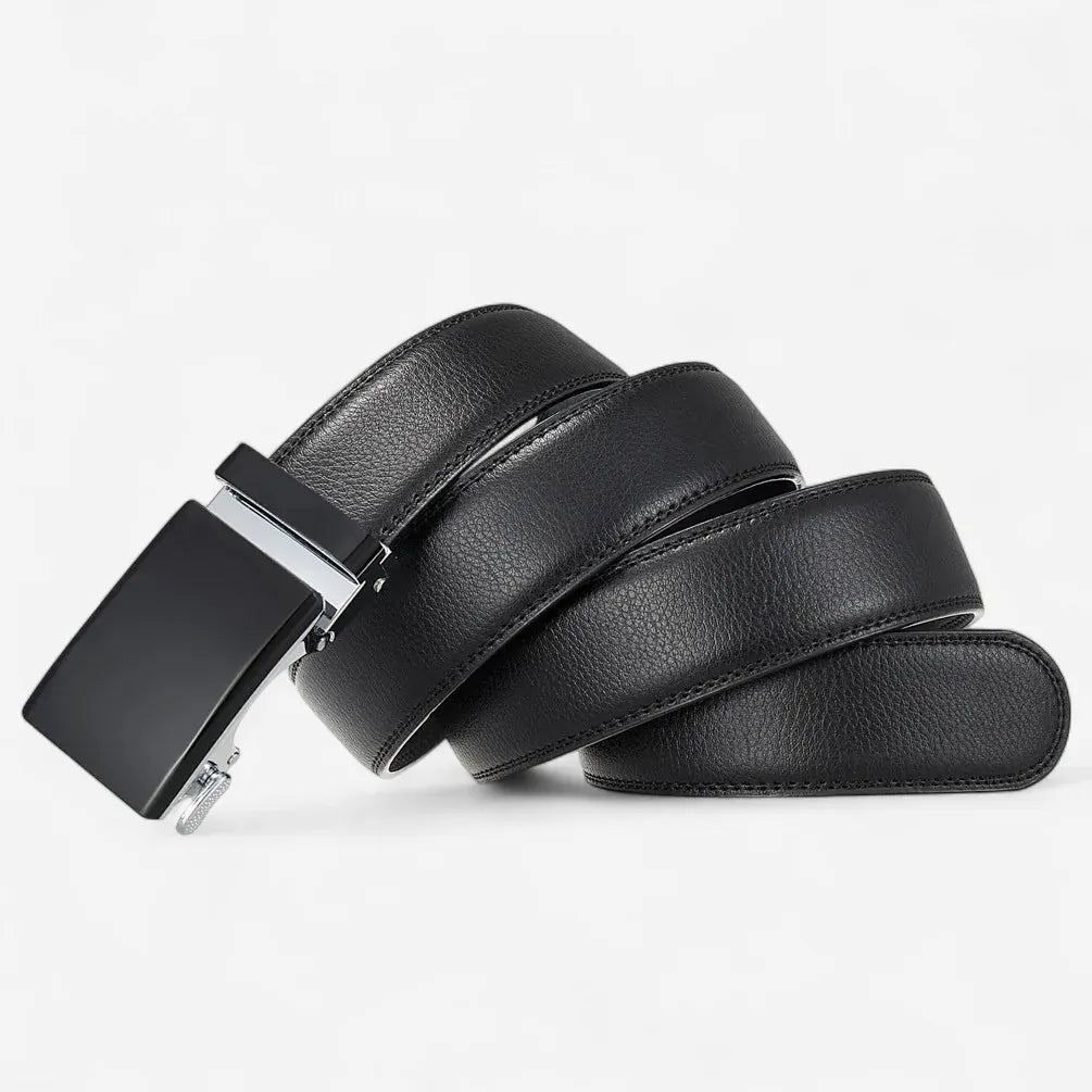 Ceinture pour homme en cuir automatique avec surpiqûres discrètes