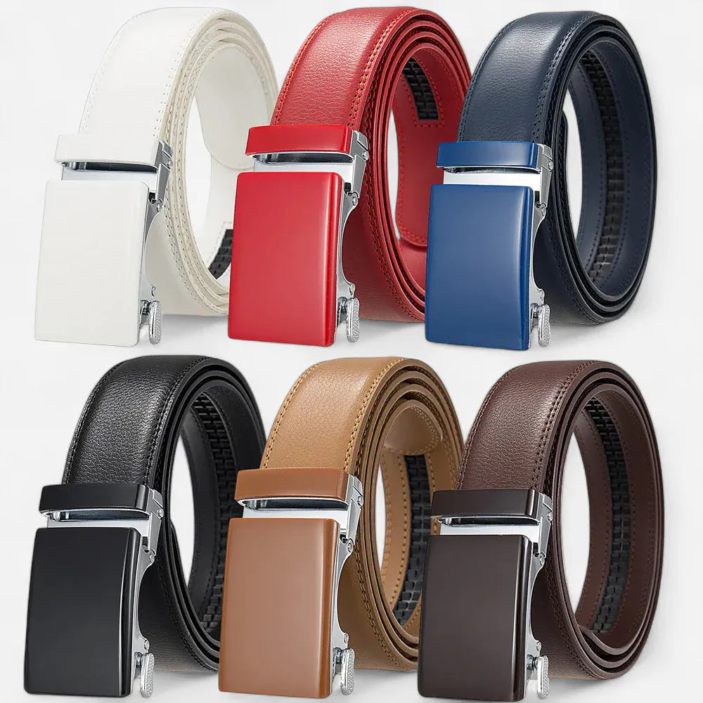 Ceinture pour homme en cuir automatique avec surpiqûres discrètes