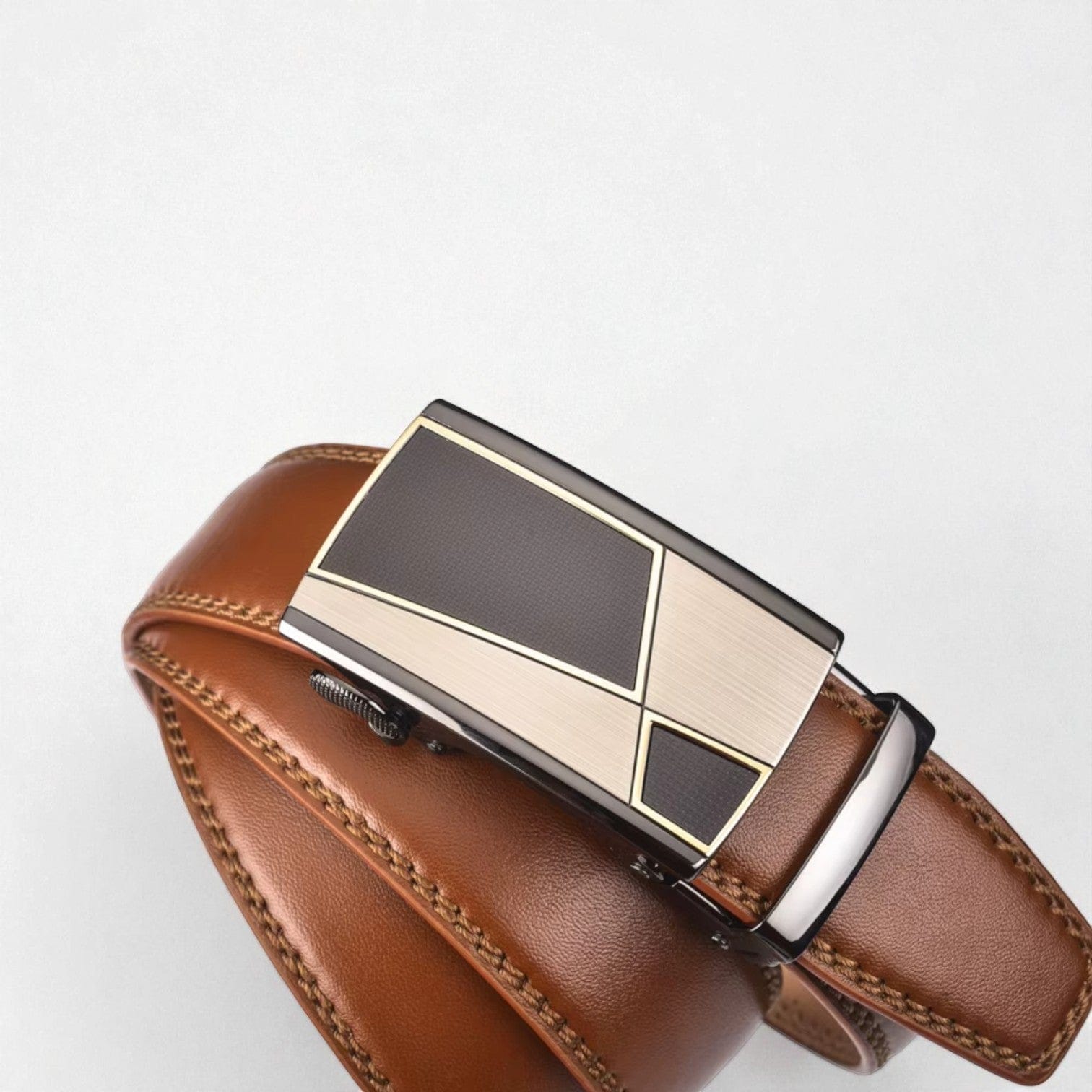 Ceinture pour homme en cuir automatique au design géométrique