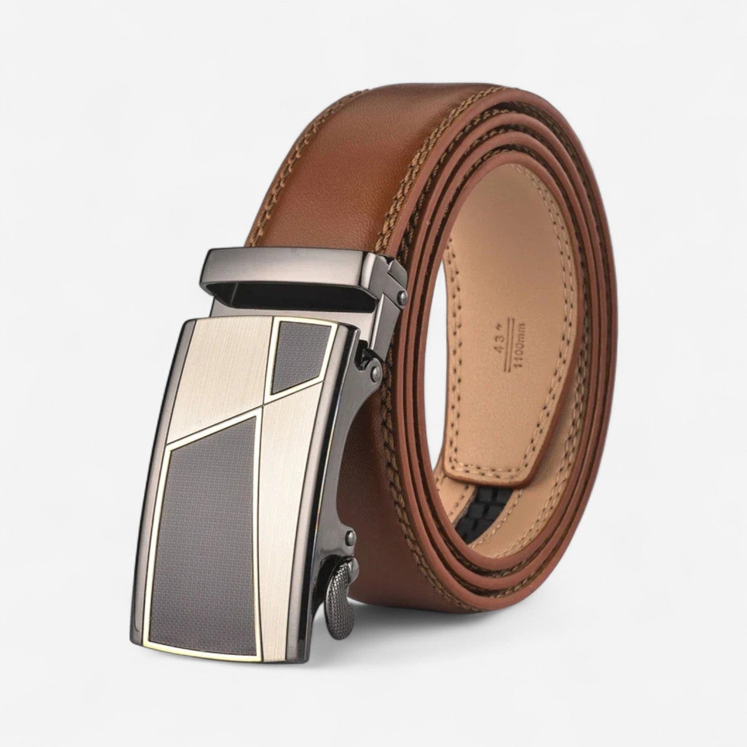 Ceinture pour homme en cuir automatique au design géométrique