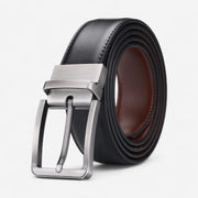Ceinture pour homme en cuir noire avec intérieur brun cognac