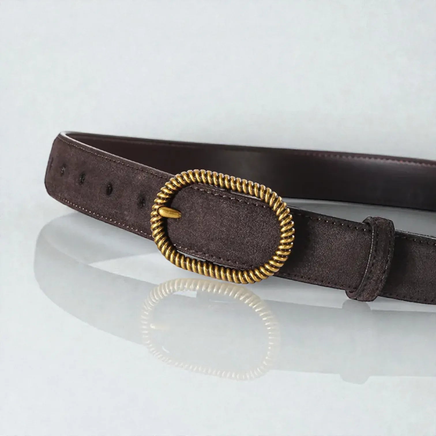 Ceinture cuir suédé femme avec finition dorée vintage