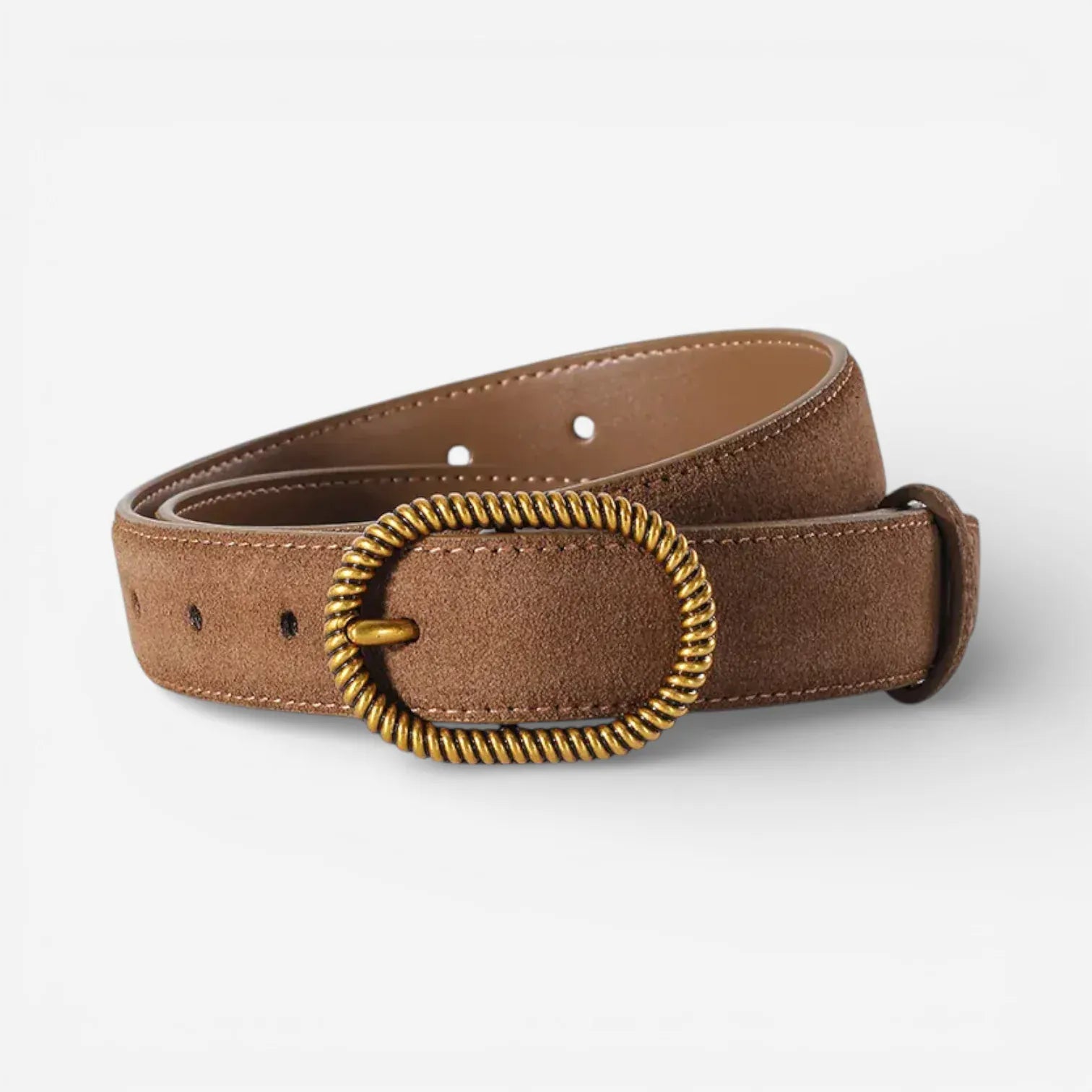 Ceinture cuir suédé femme avec finition dorée vintage