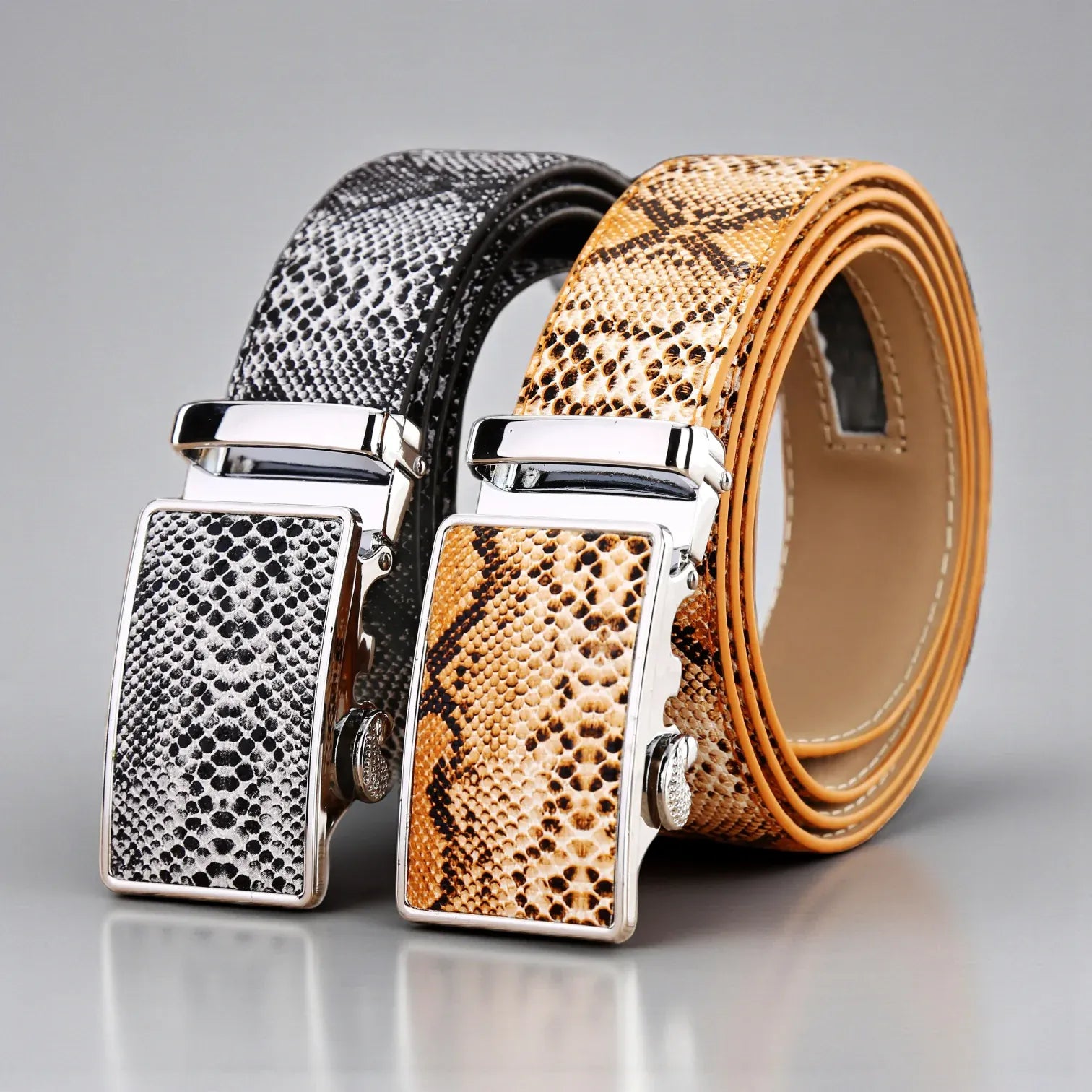 Ceinture cuir texturé homme avec embossage serpent