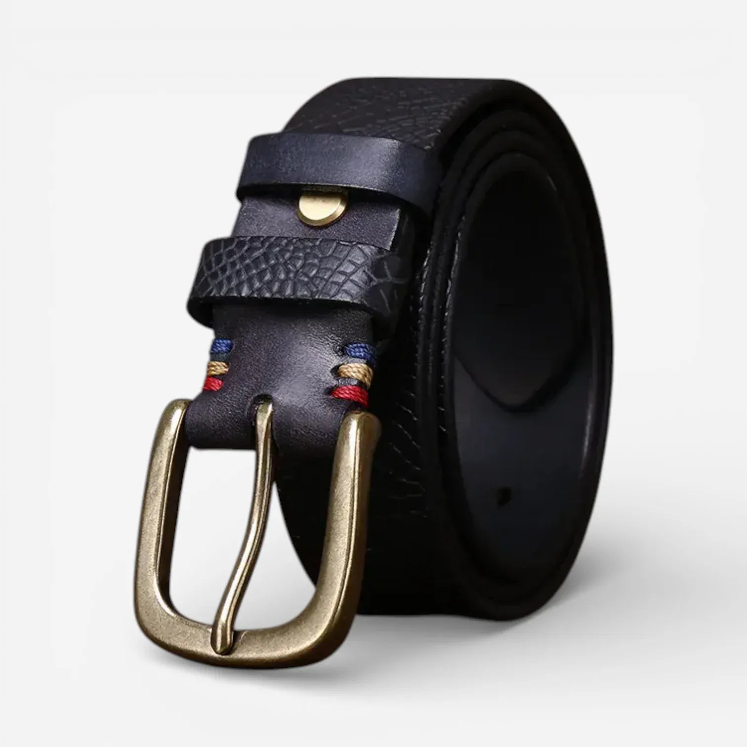 Ceinture en cuir texturé homme avec motif serpent