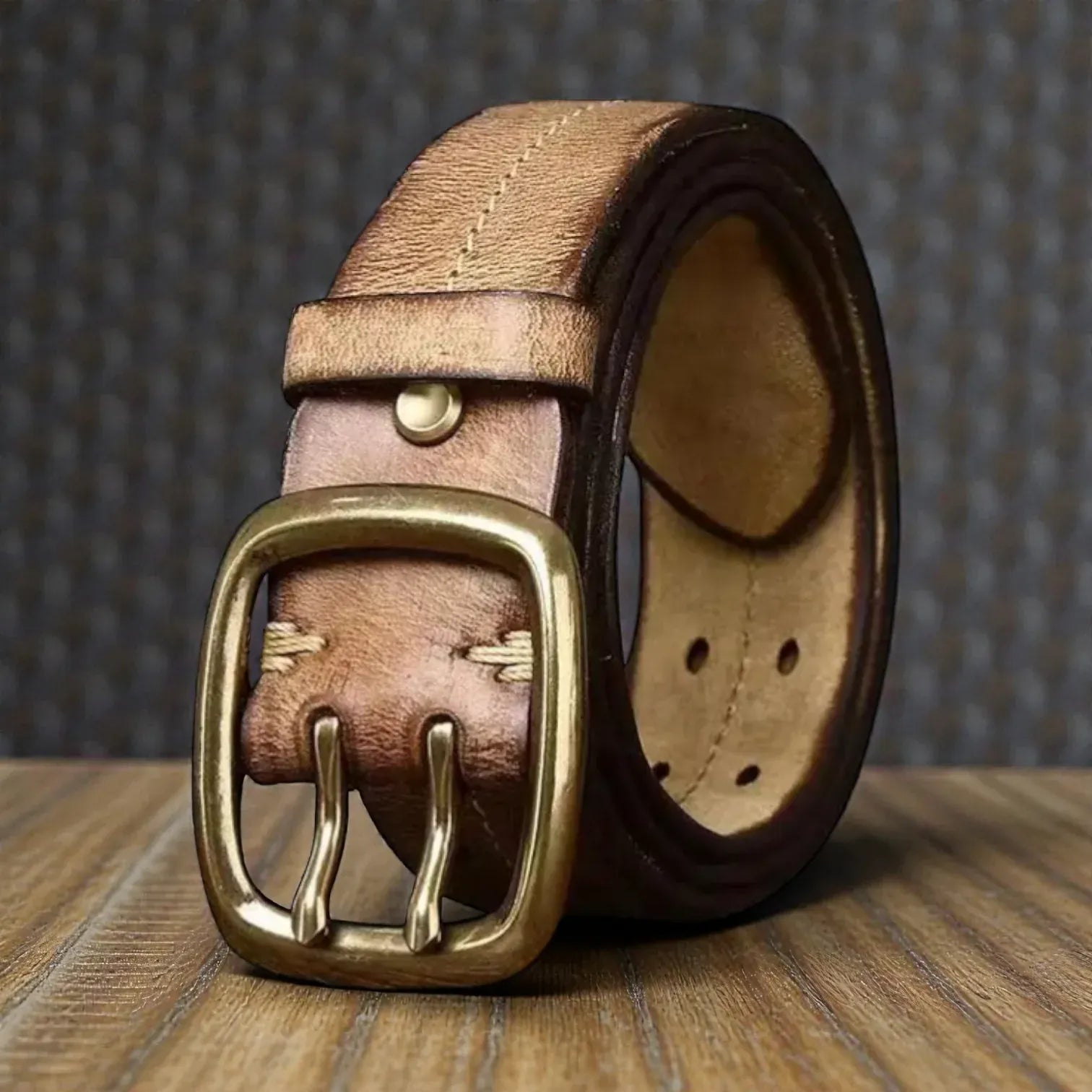 Ceinture cuir vintage homme double ardillon et style authentique