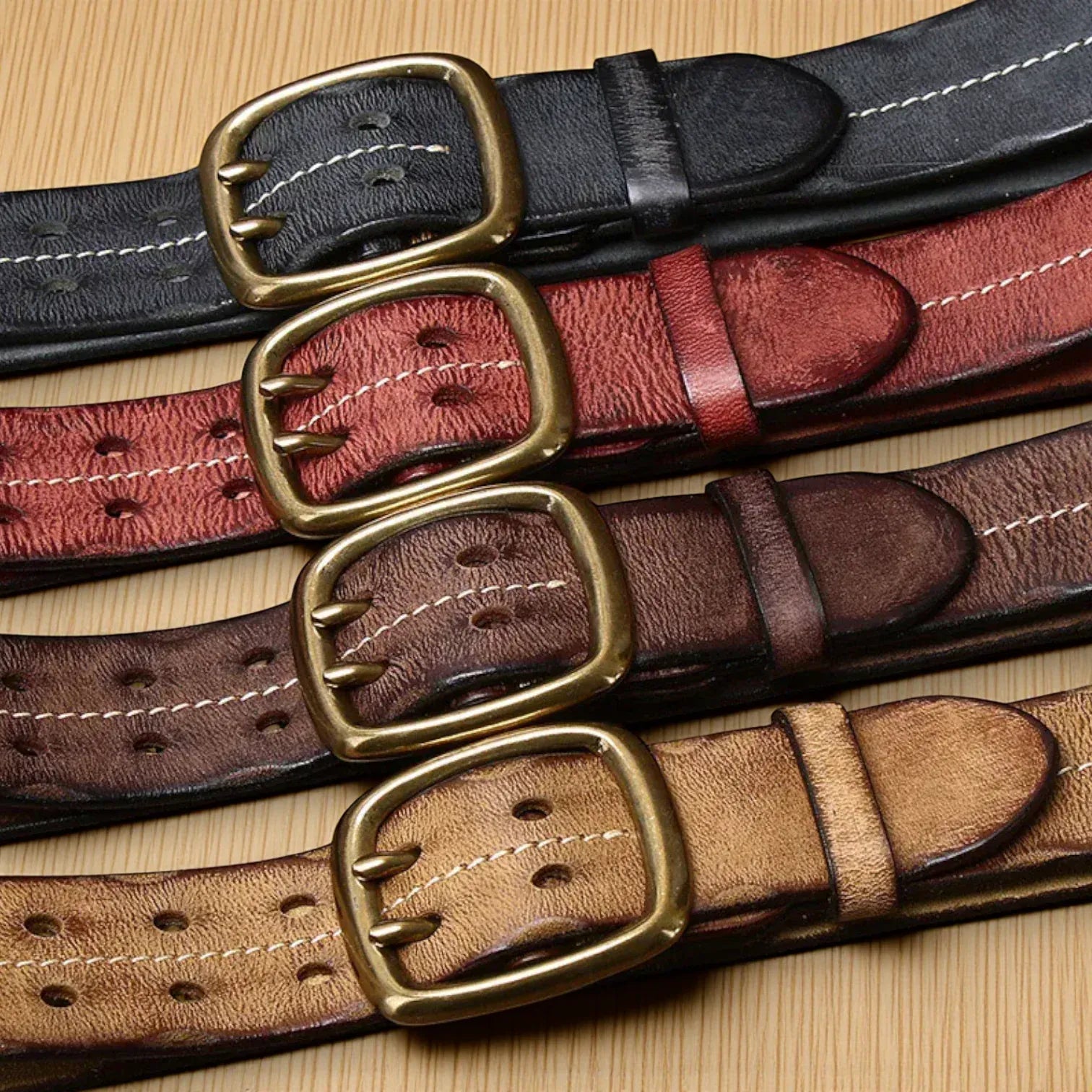 Ceinture cuir vintage homme double ardillon et style authentique