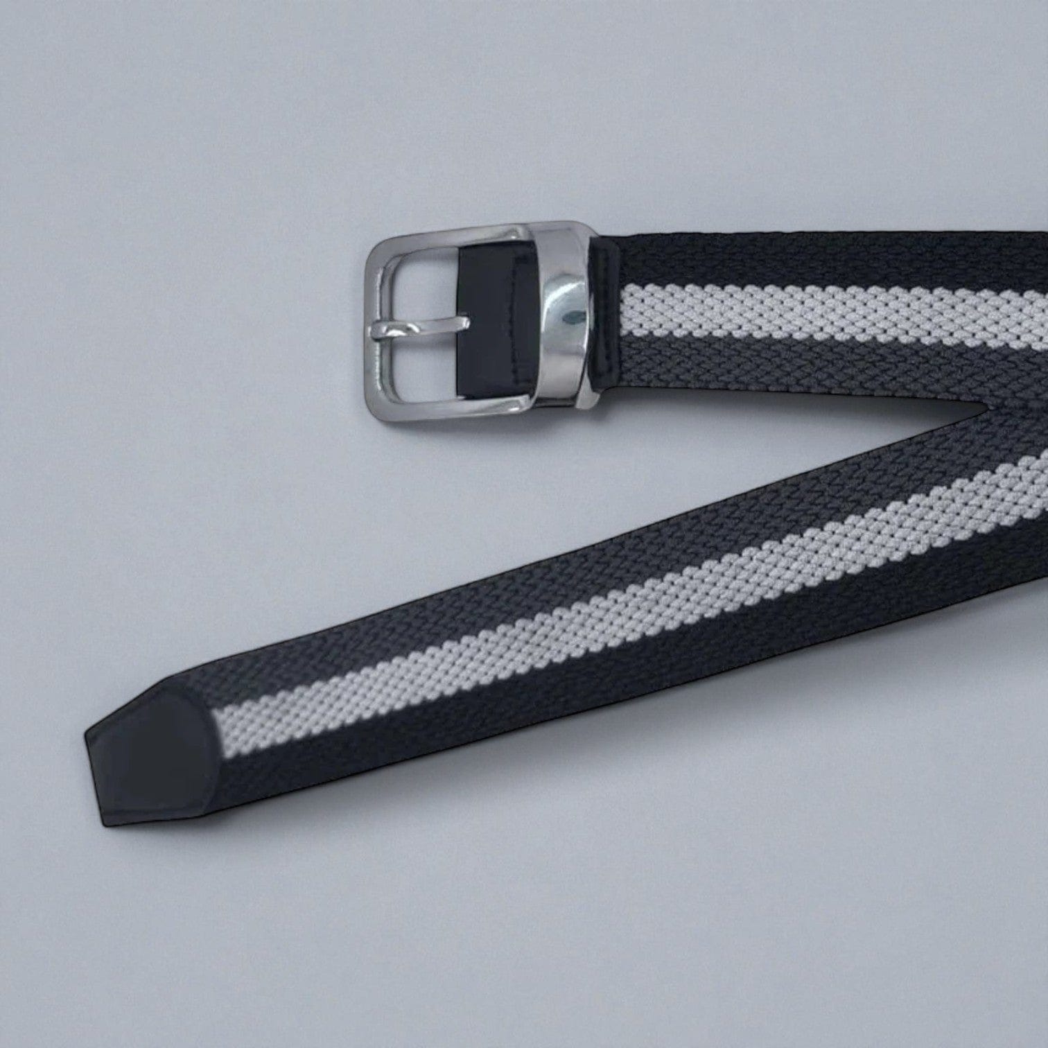 Ceinture élastique homme à rayure et tressage extensible