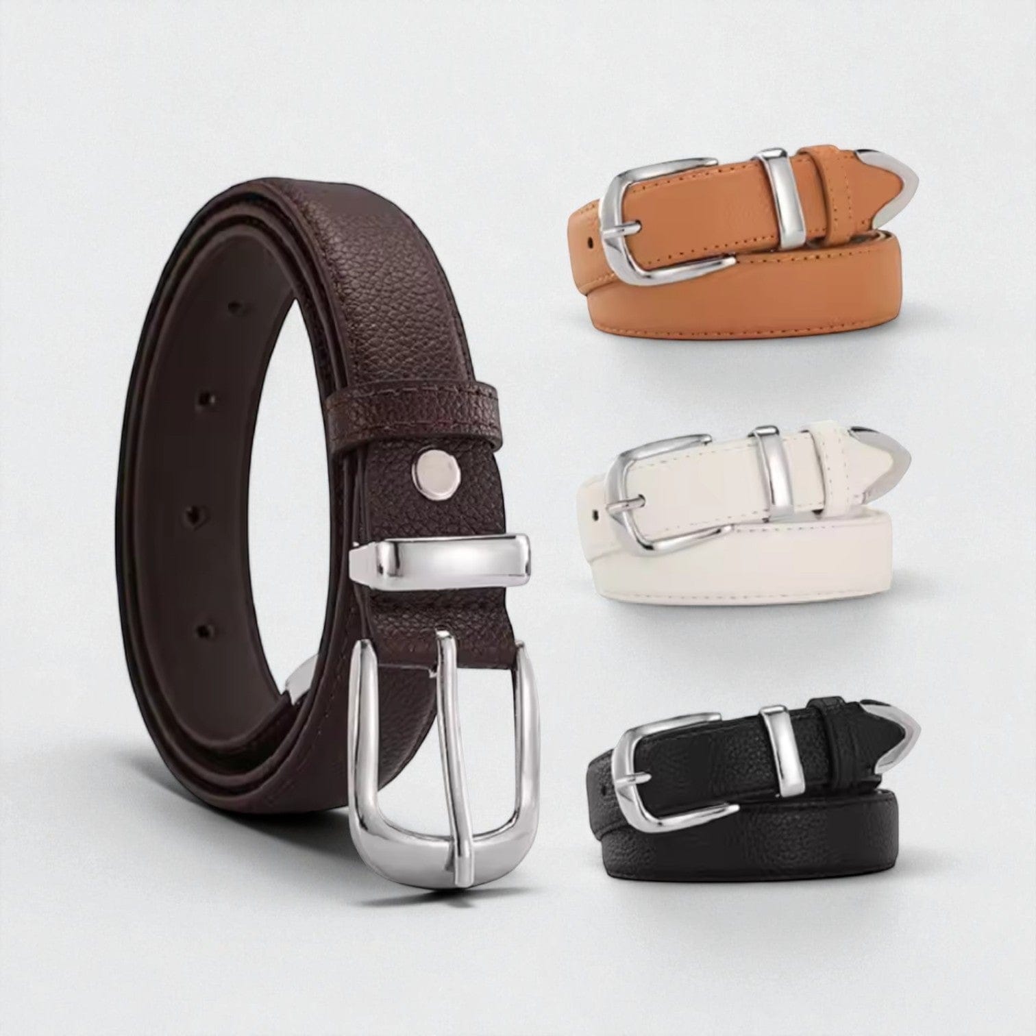 Ceinture pour femme grainée avec boucle dorée et style chic