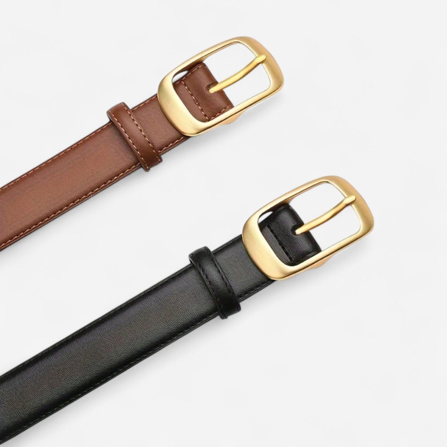 Ceinture pour femme simili cuir noir design épuré
