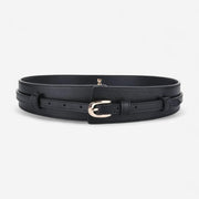 Ceinture large femme double bande élégante en cuir