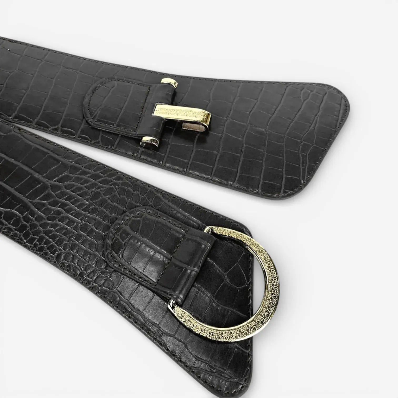 Ceinture large femme ajustable avec boucle dorée