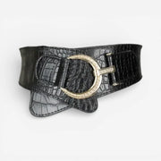 Ceinture large femme ajustable avec boucle dorée