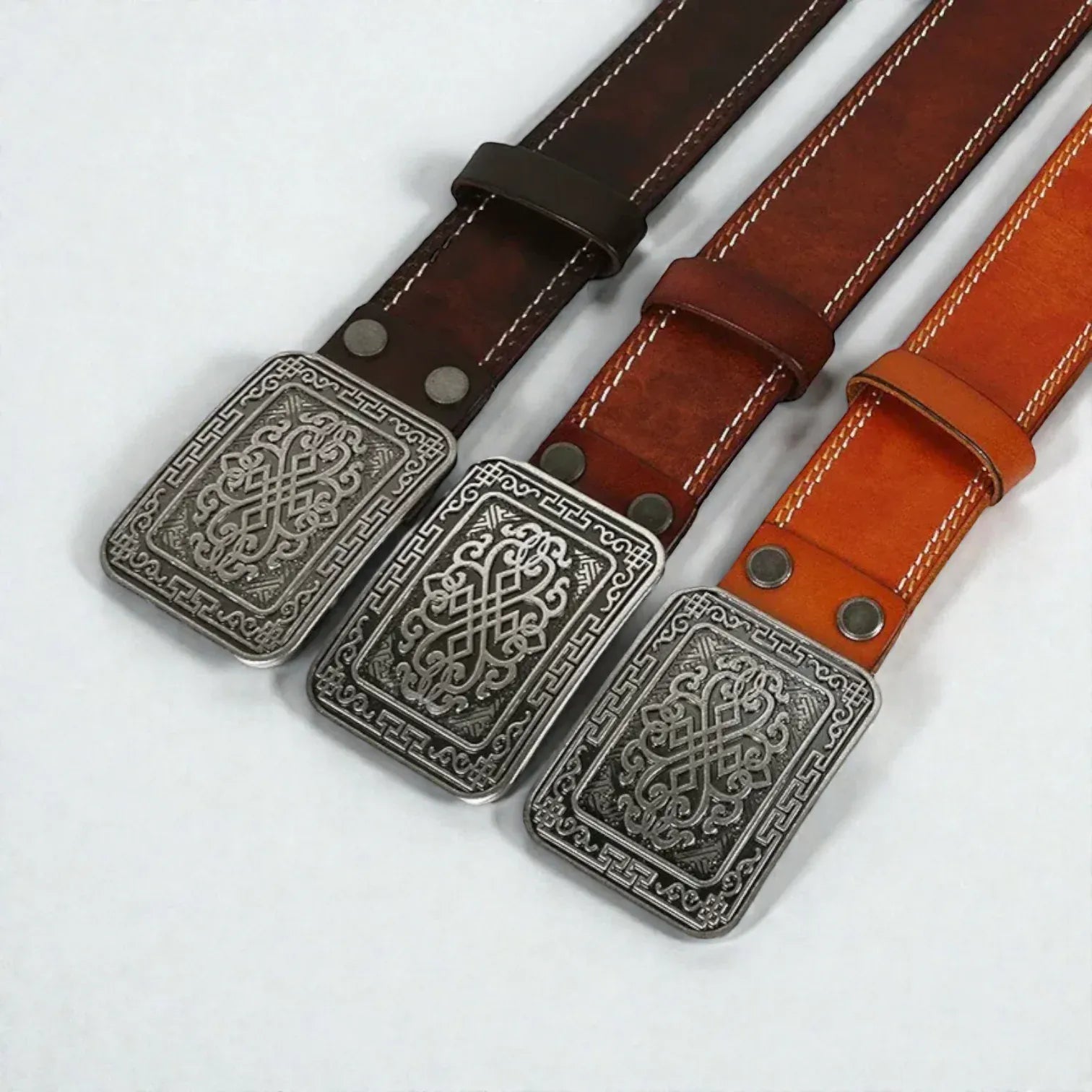 Ceinture luxe homme avec boucle rectangulaire rétro